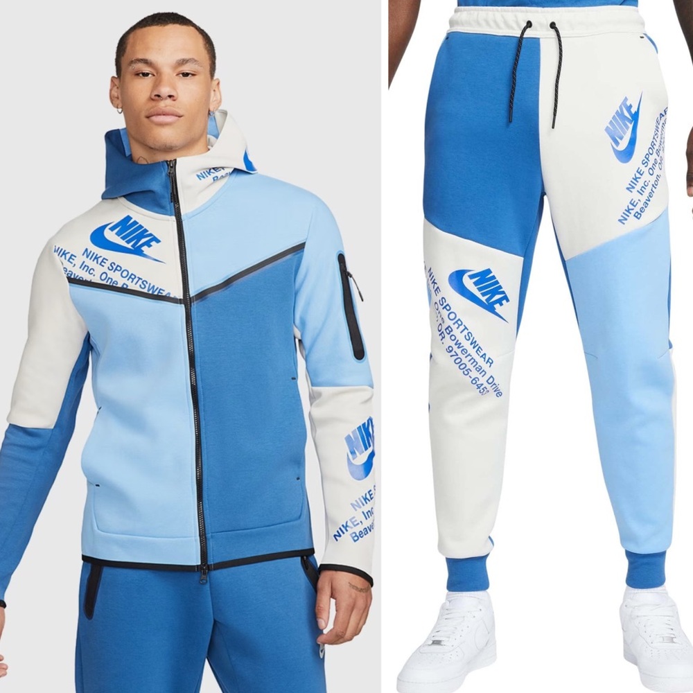 Men’s Nike Sportswear Tech Fleece Graphic Full-Zip Hoodie and Jogger Pant Set